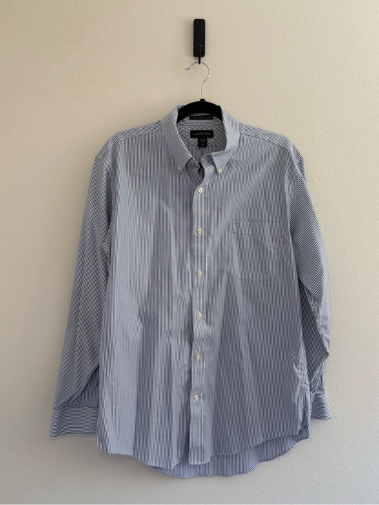 Lands' End Other - Men’s Lands' End No Iron Oxford Supima Button Down Shirt Blue White Stripe